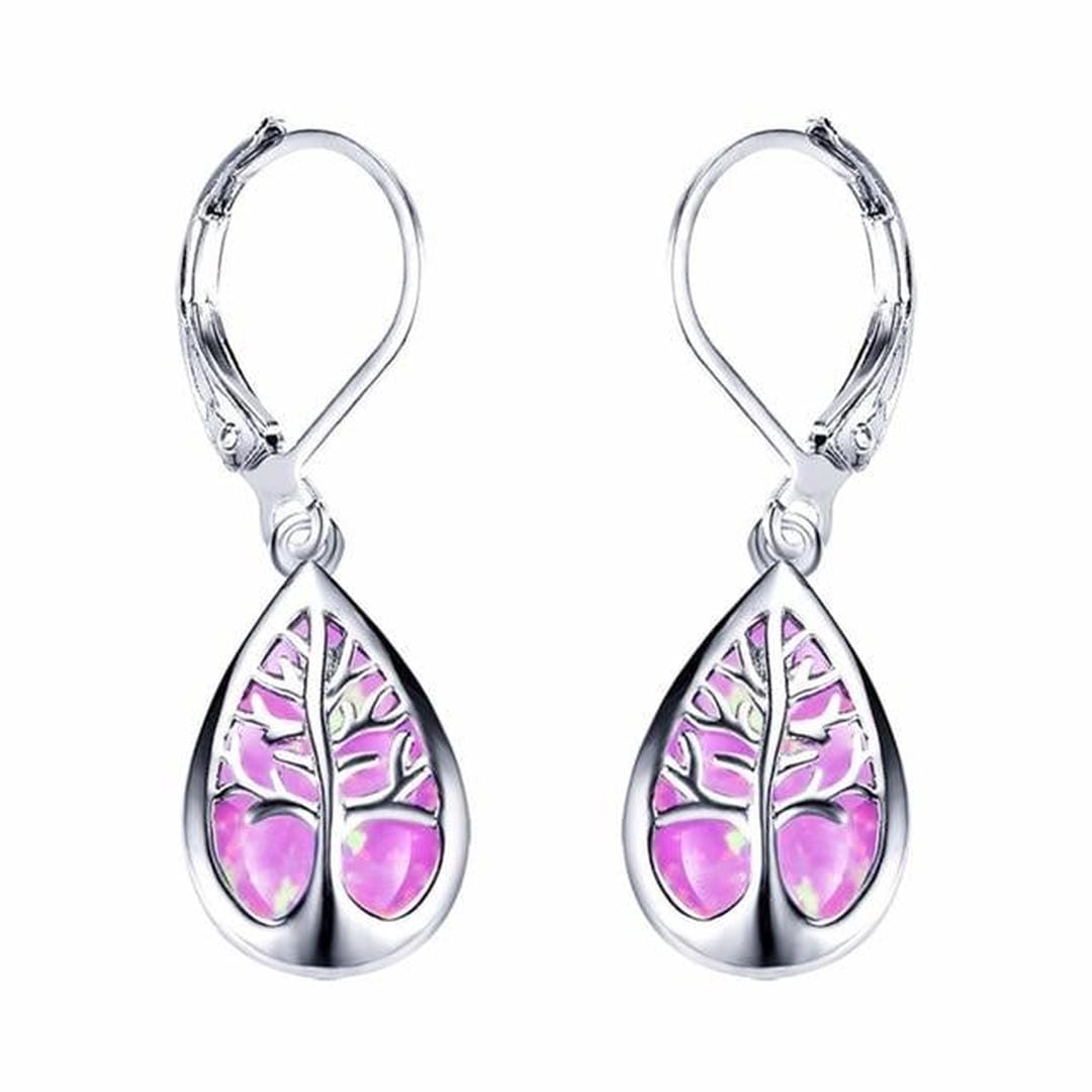 Silver Opal Tree Branch Earrings