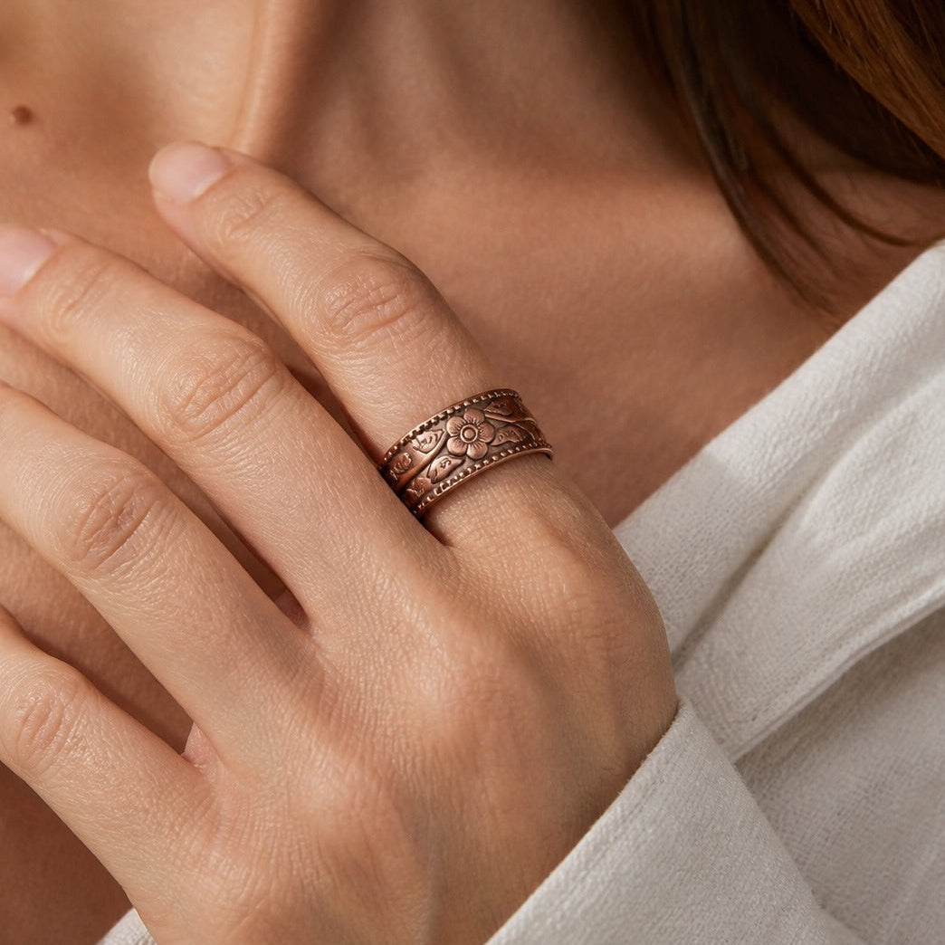 Copper Blossom Statement Ring