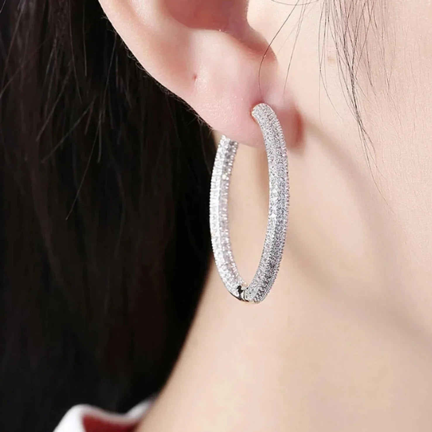 Silver Halo Hoop Earrings