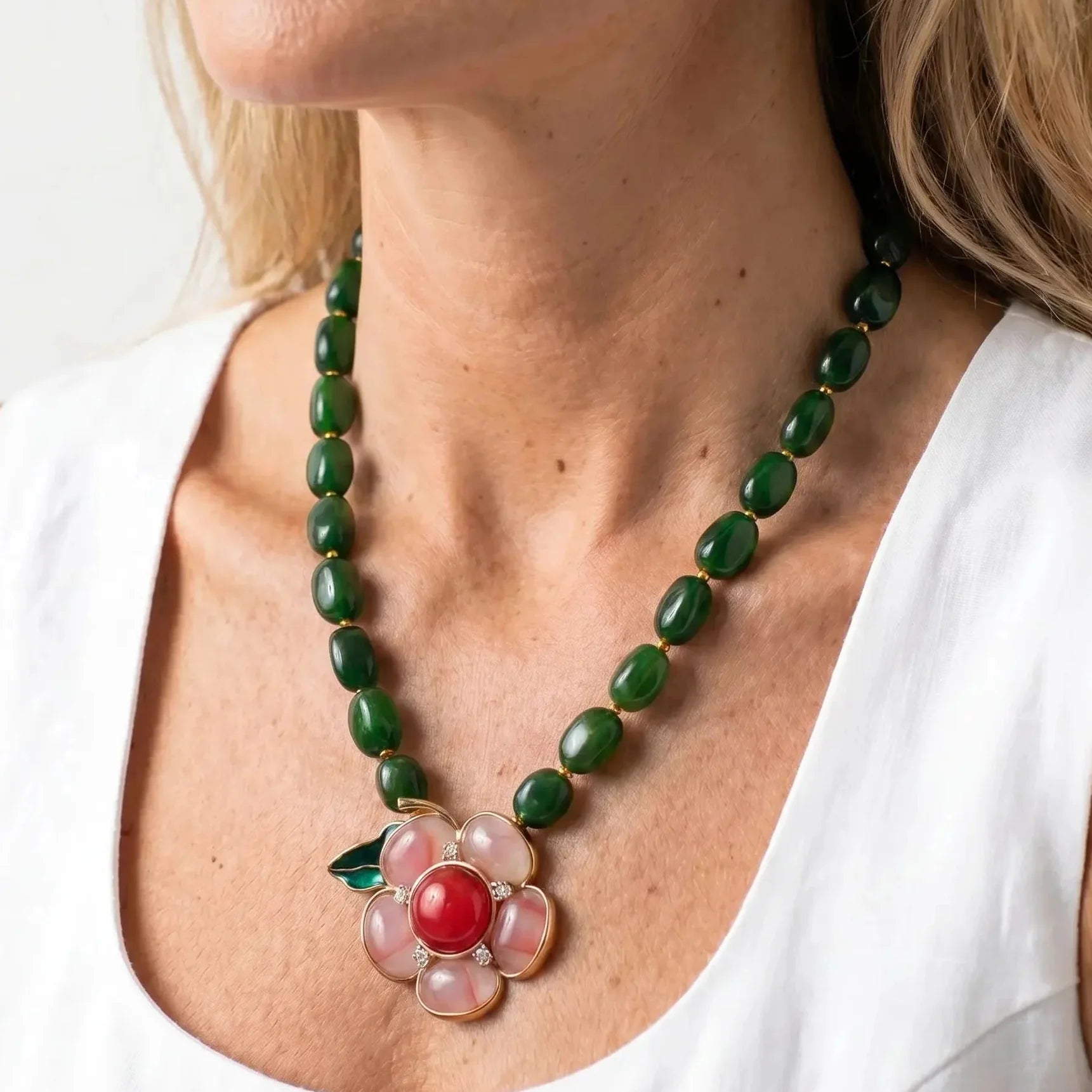 Verdant Bloom Vintage Necklace