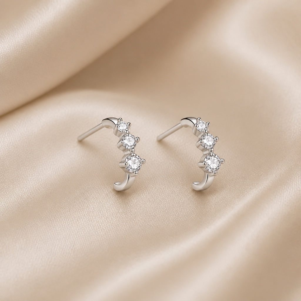 Exquisite White Gold Small Zirconia Earrings
