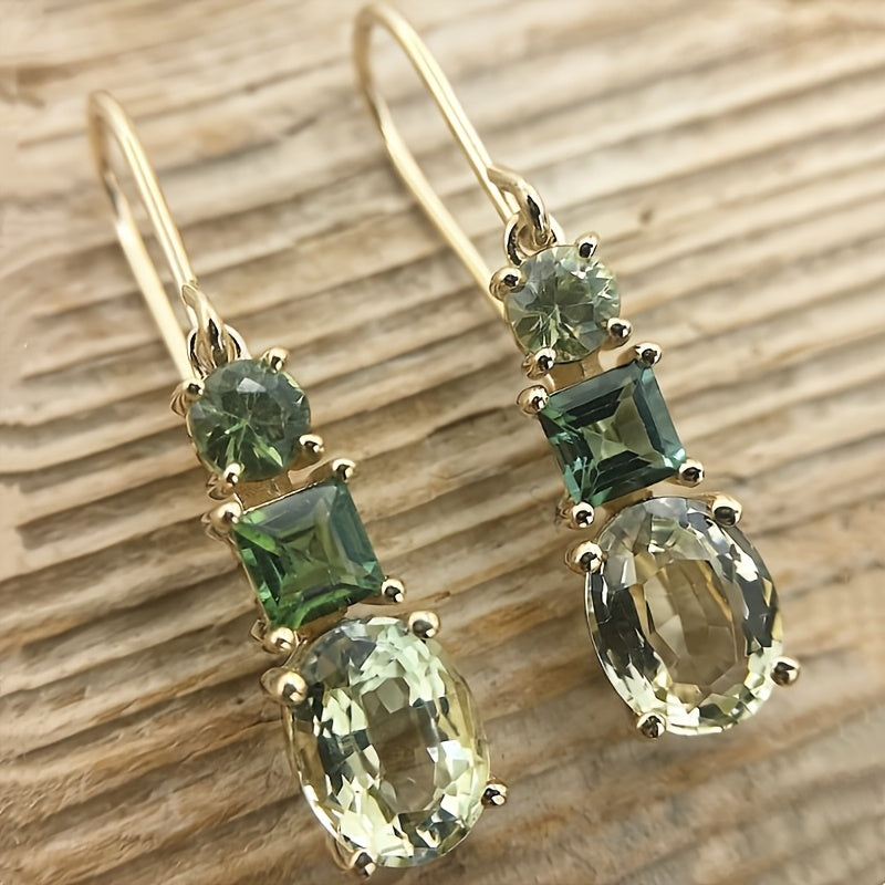 Olive Green Irregular Geometric Drop Earrings