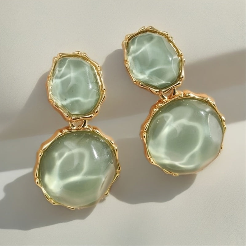 Bohemian Geometric Oval Resin Drop Earrings