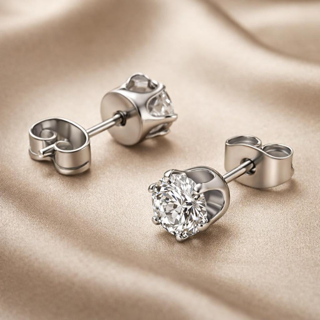 White Gold Zirconia Stud Earrings