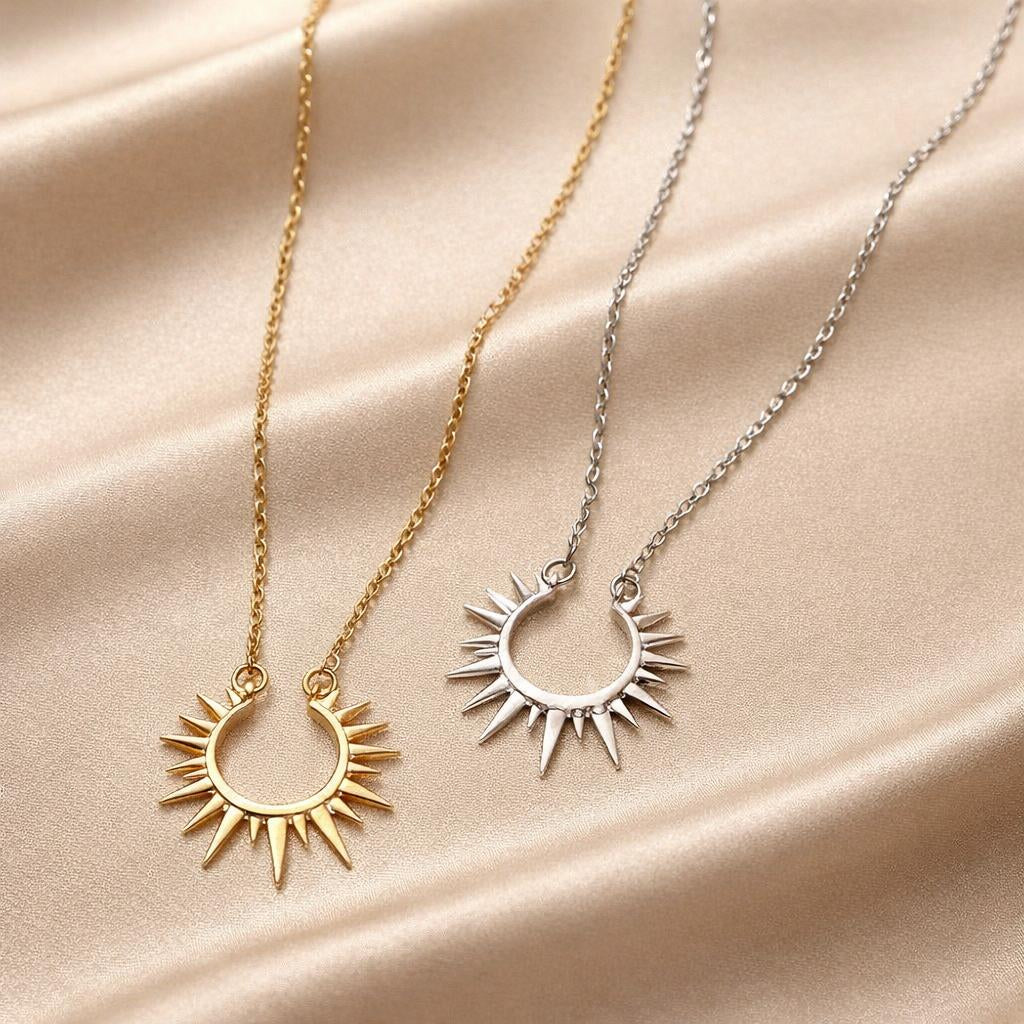 White Gold Sunflower Pendant Necklace