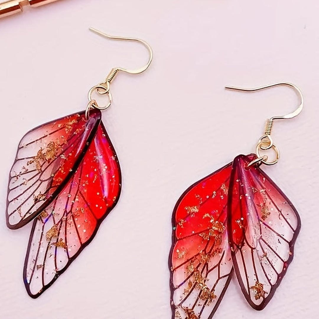 Butterfly Wing Resin Drop Earrings