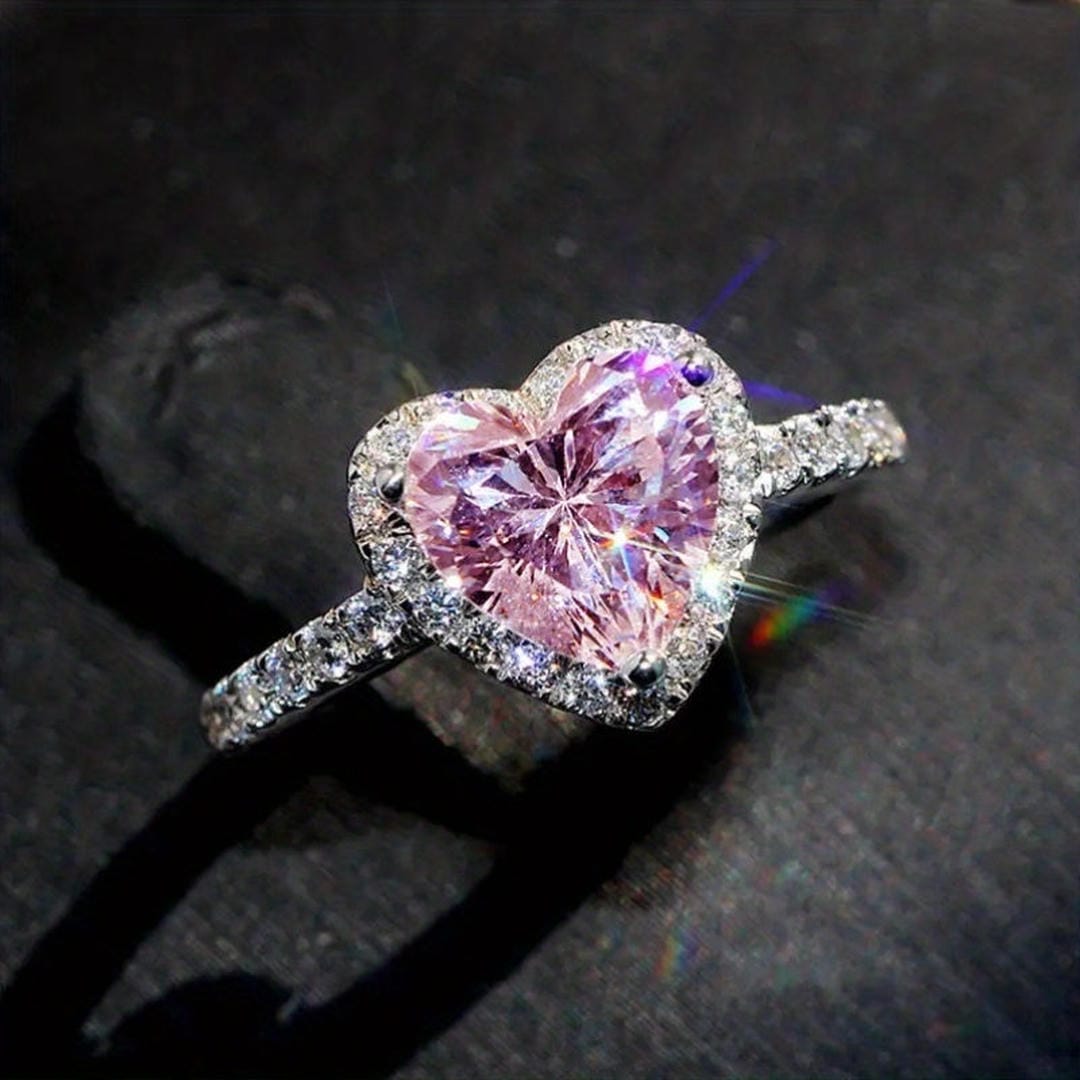 Crimson Heart Halo Crystal Ring