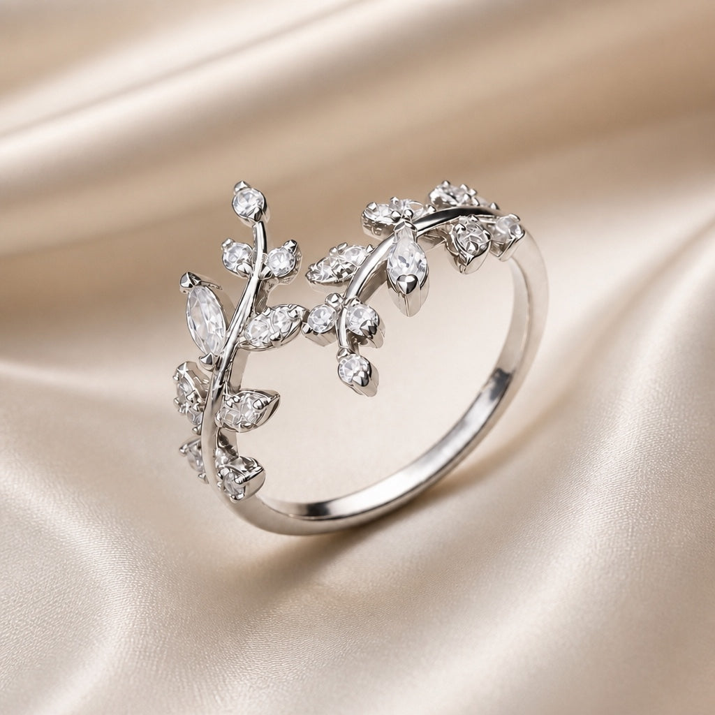 White Gold Zirconia Vine Ring