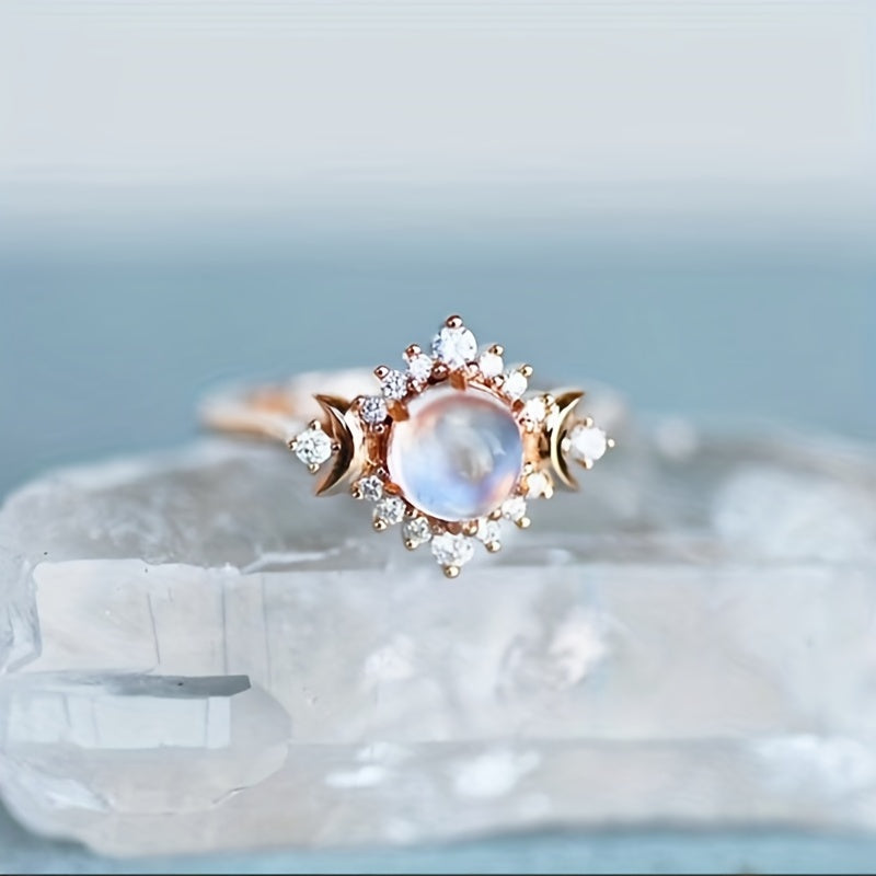 Bohemian Moonstone Sunburst Stacking Ring
