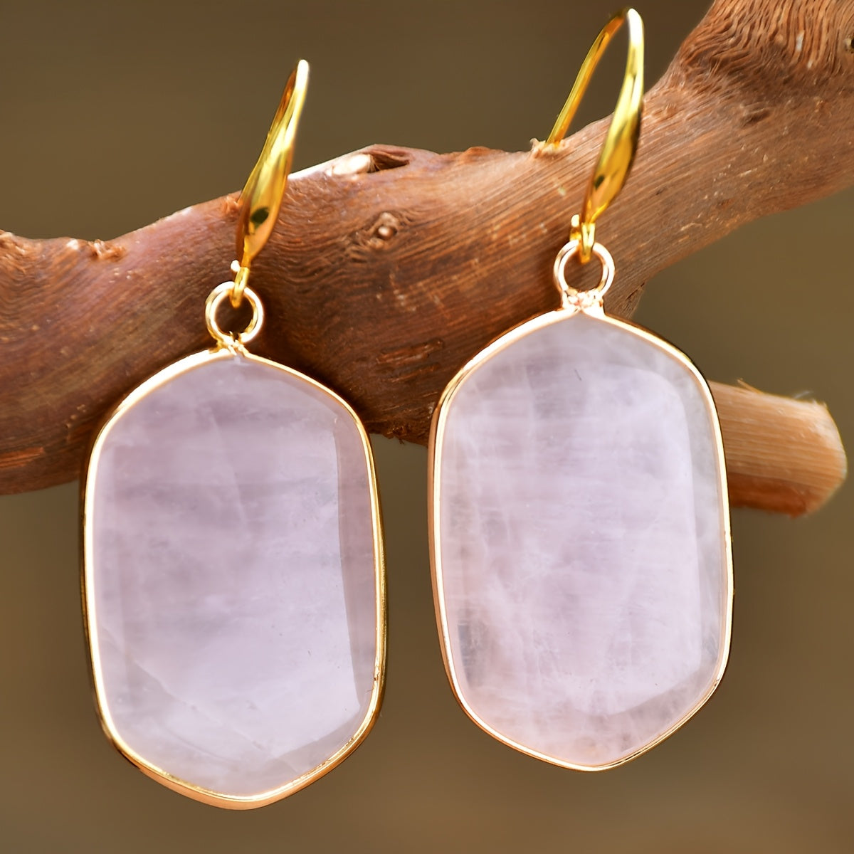 Minimalist Rose Quartz Pendant Earrings
