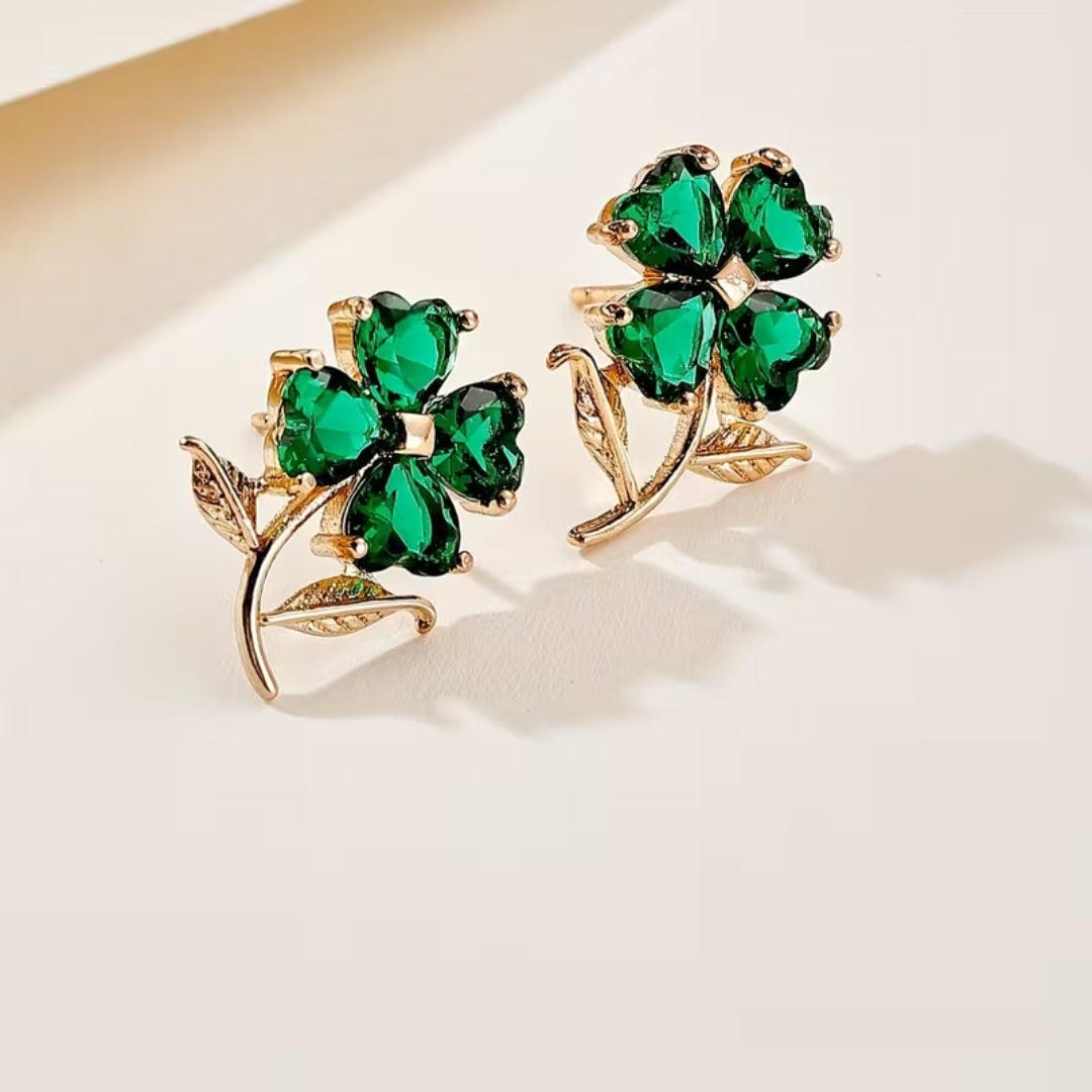 Emerald Clover Stud Earrings