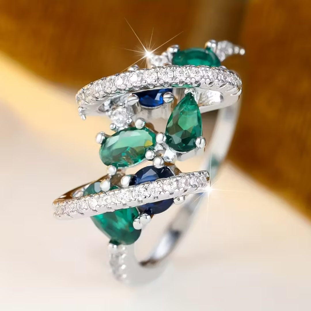 Emerald Multi-Stone Crossover Ring