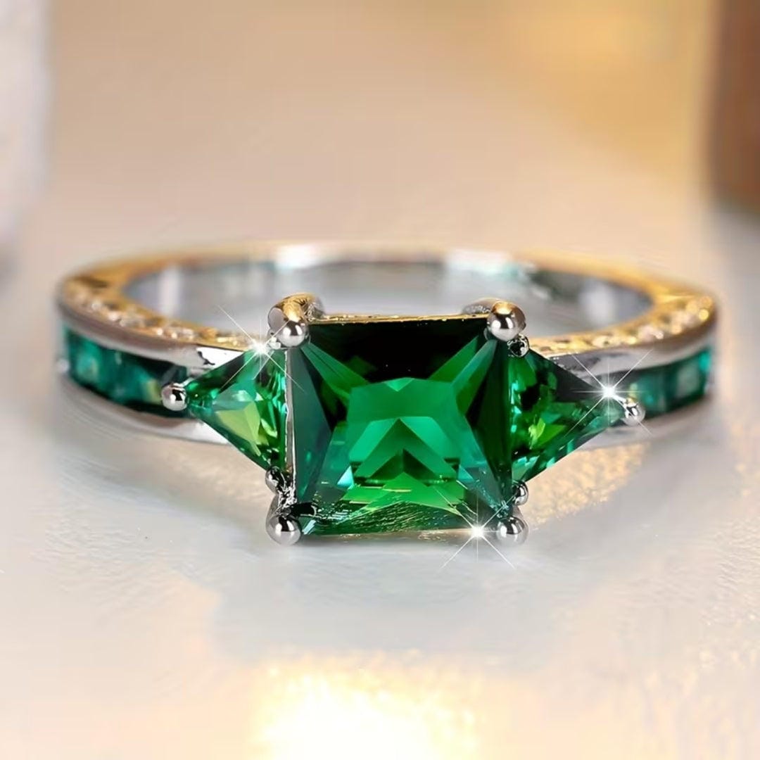 Emerald Princess Cut Statement Ring