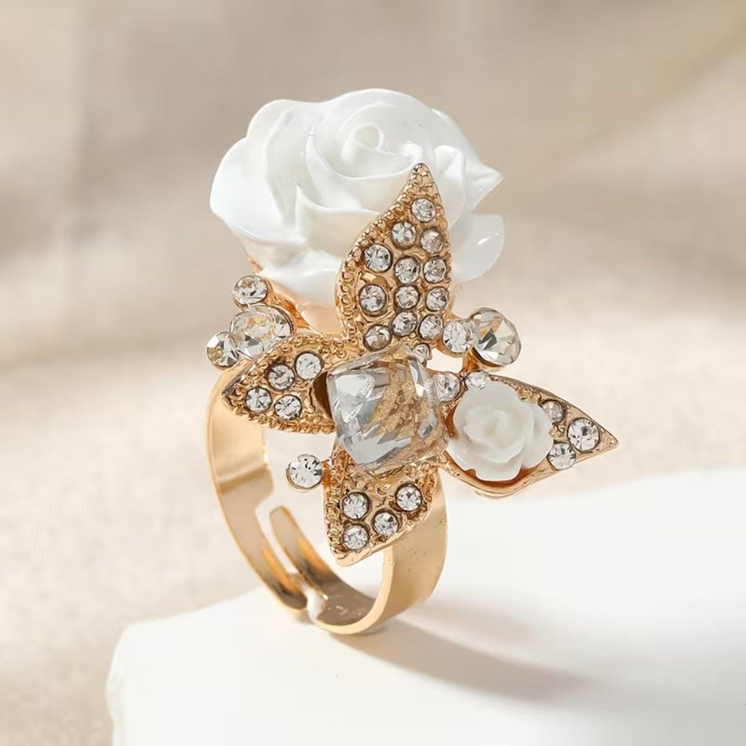 Emerald Rose Floral Ring