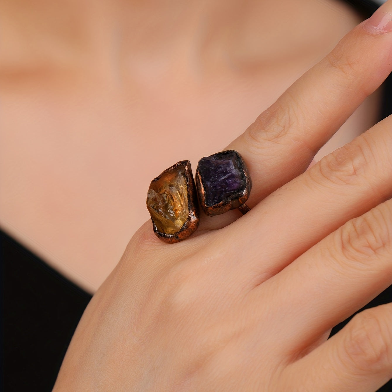Radiant Double Head Stone Ring