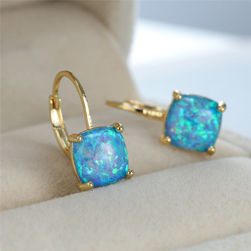 Multicolor Opal Gold Hoop Earrings