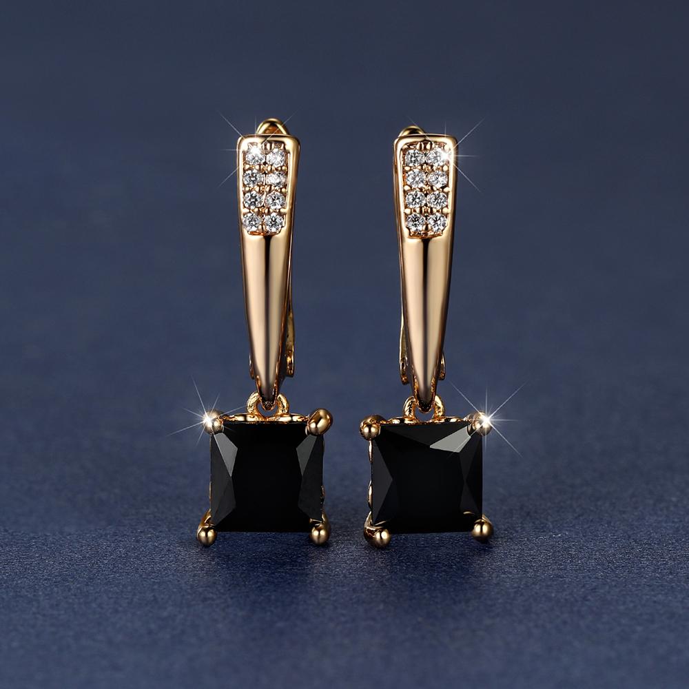 Square Cut Zirconia Stone Drop Earrings