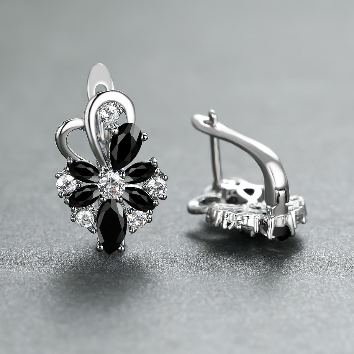 Waterdrop Cut Stone Petal Flower Earrings