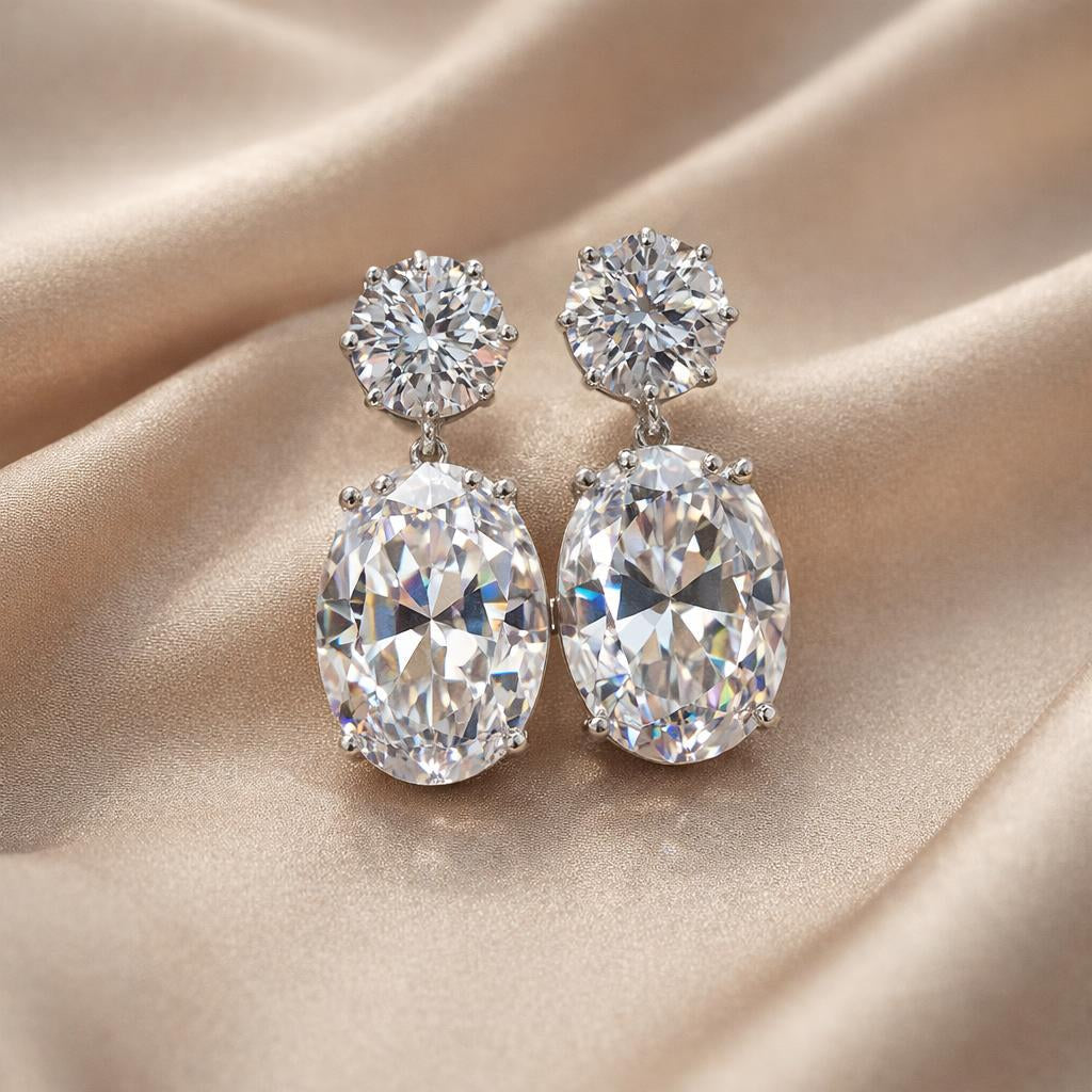 White Gold Majestic Zirconia Earrings