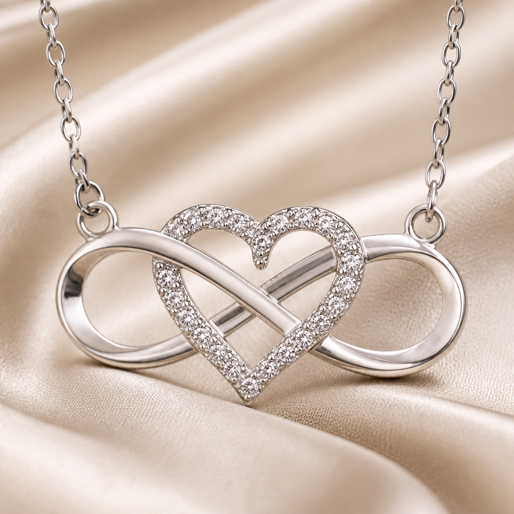 White Gold Infinity Heart Pendant Necklace