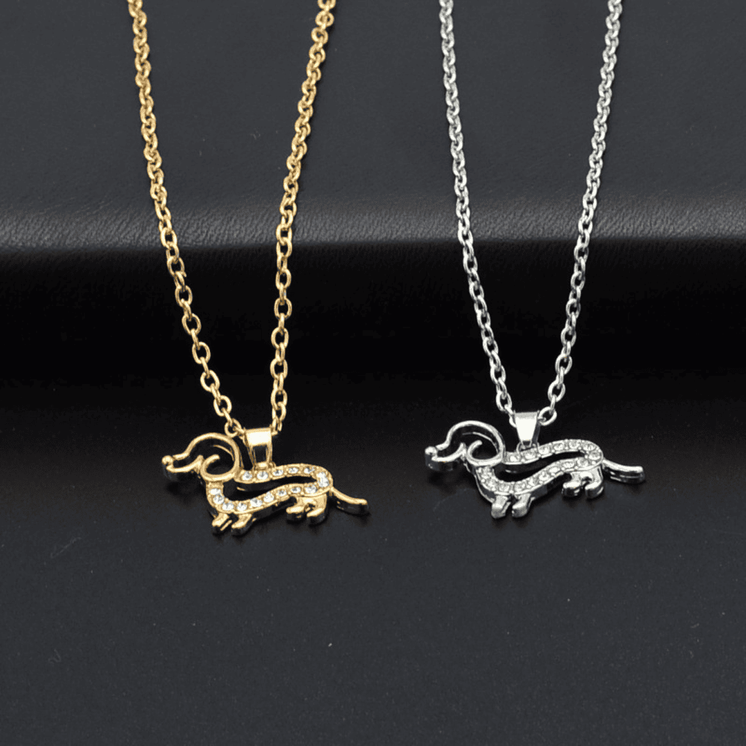 Dachshund Zirconia Pendant Necklace