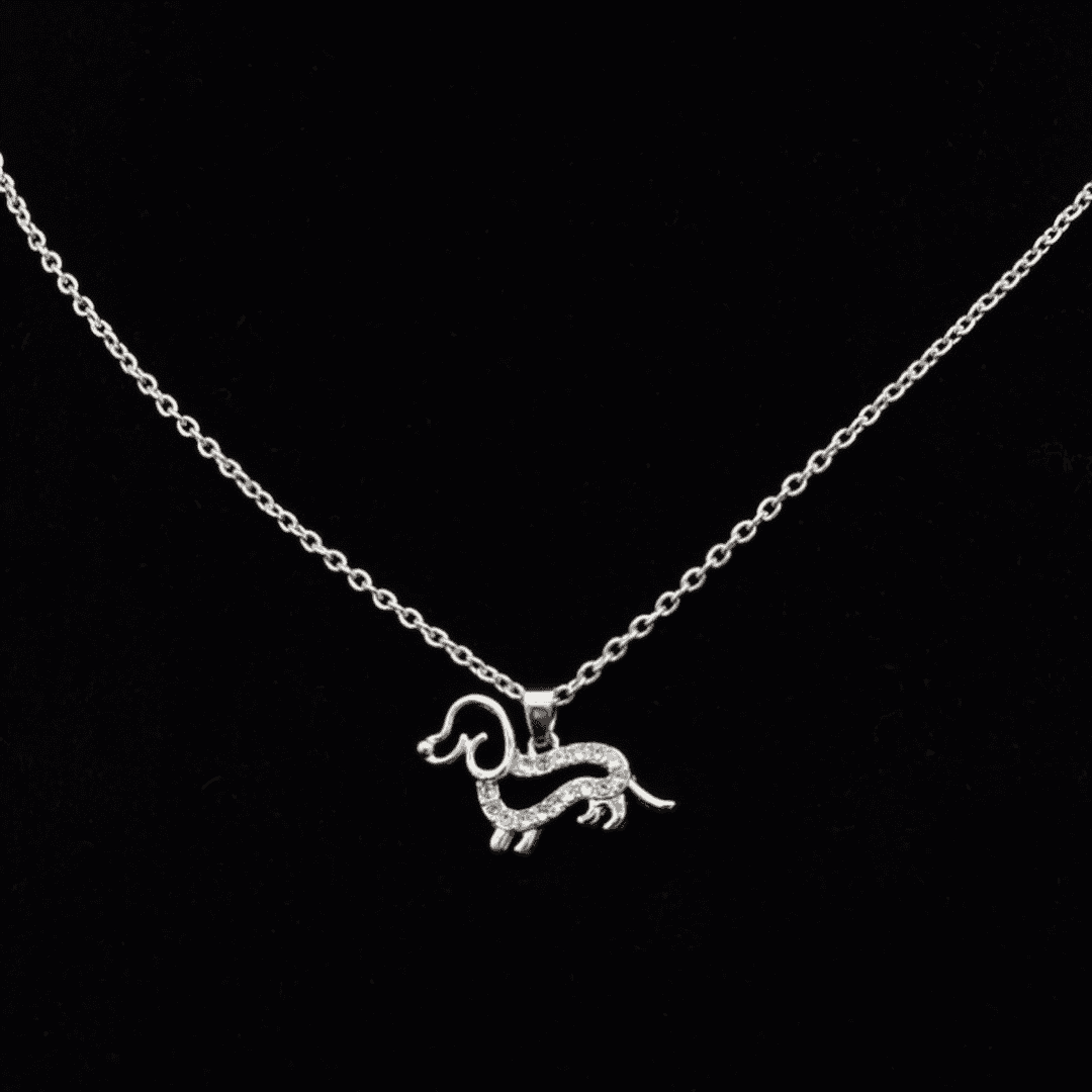 Dachshund Zirconia Pendant Necklace