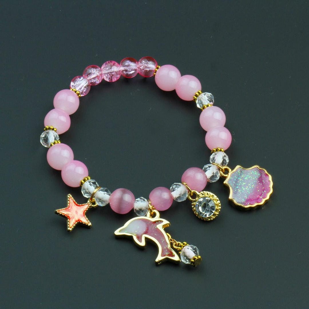 Dolphin Seashell Charm Beaded Bracelet