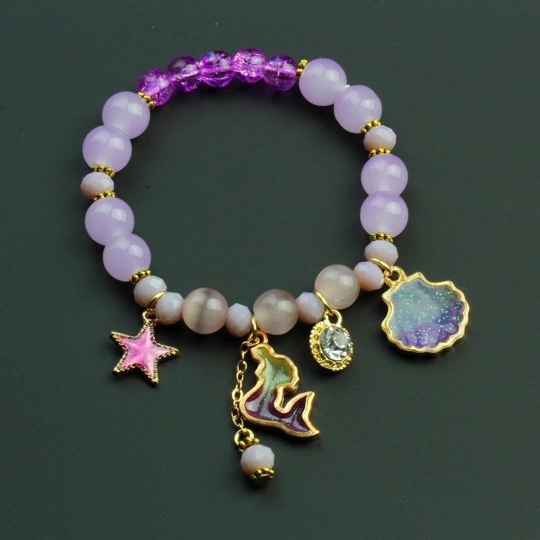 Dolphin Seashell Charm Beaded Bracelet