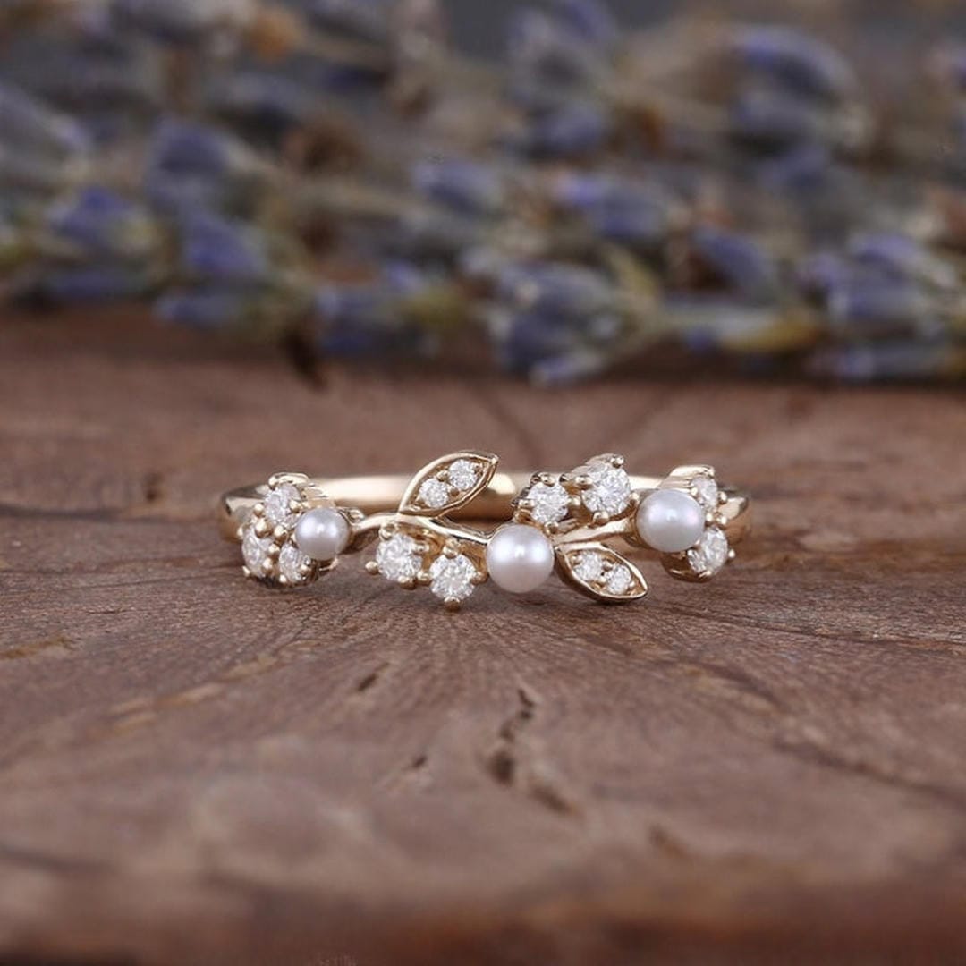 Fresh Water Pearl Blossom Vine Band Ring