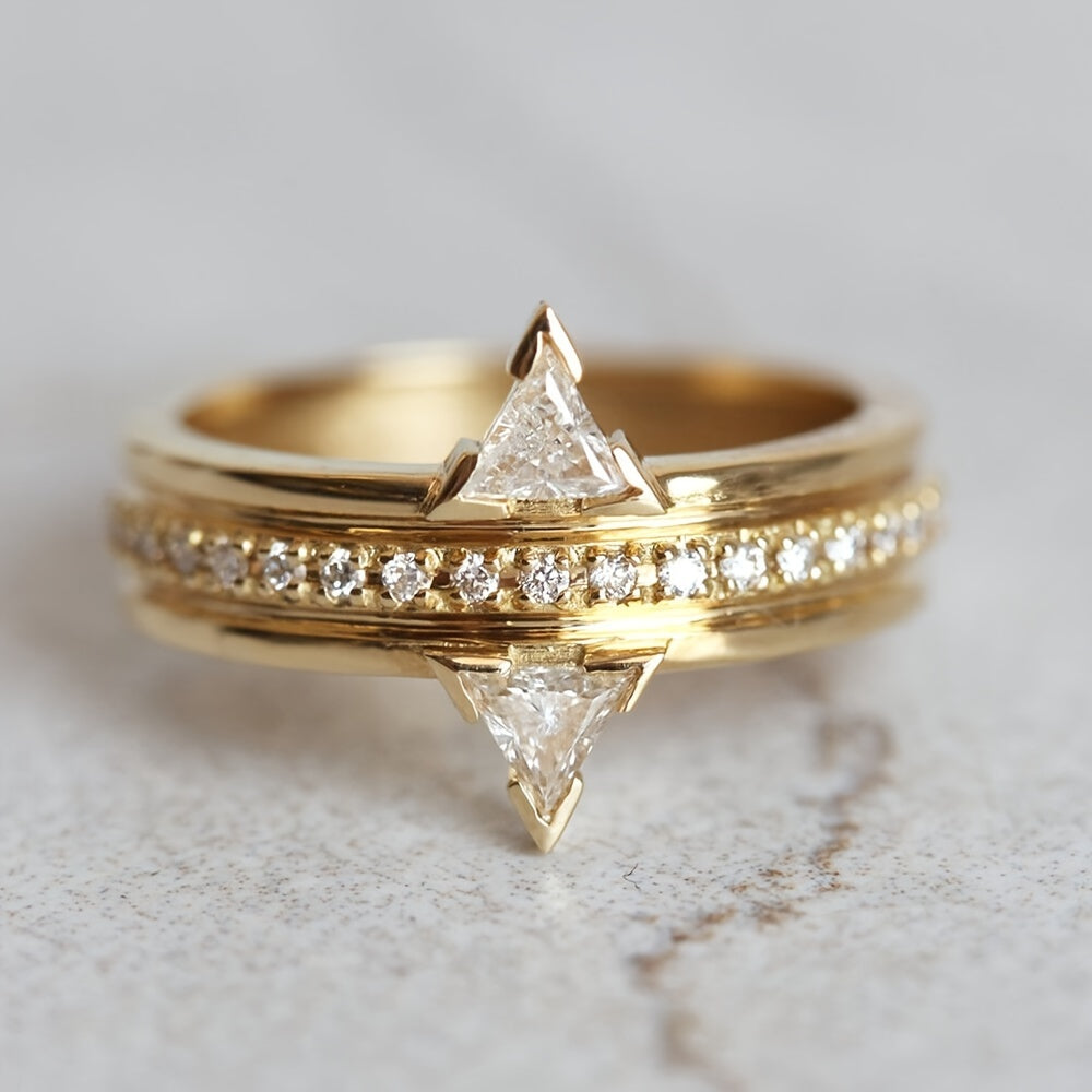Luxury Triangle Zirconia Mosaic Ring
