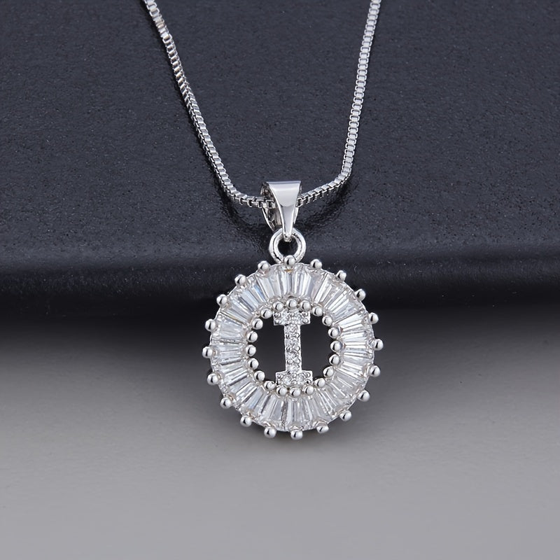 White Gold Initial Letter Zirconia Necklace