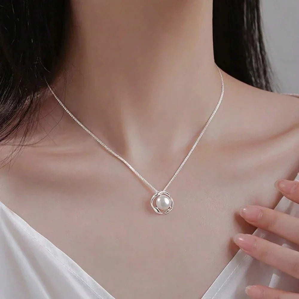 Minimalist Floating Pearl Pendant