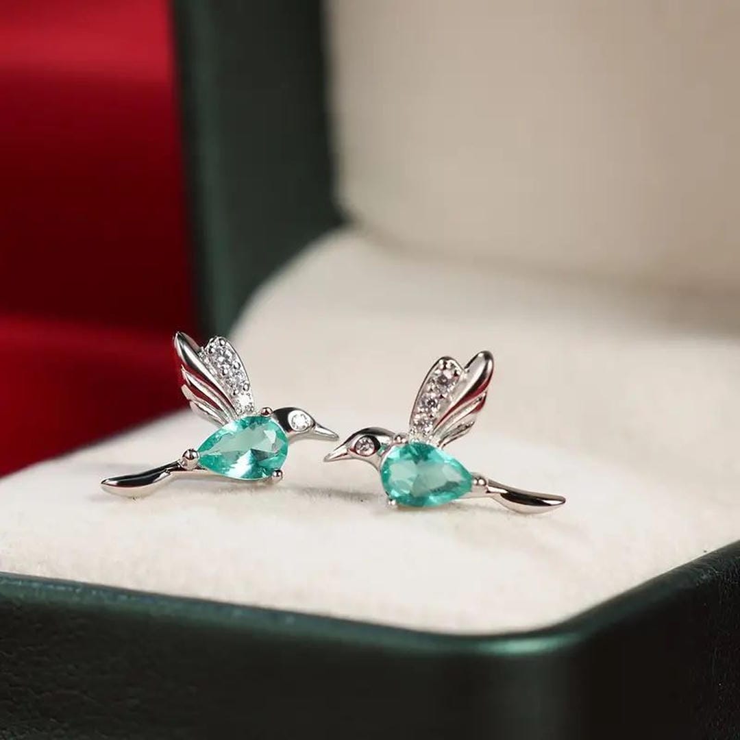 Hummingbird Zirconia Stud Earrings