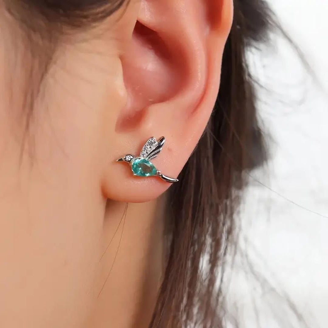Hummingbird Zirconia Stud Earrings