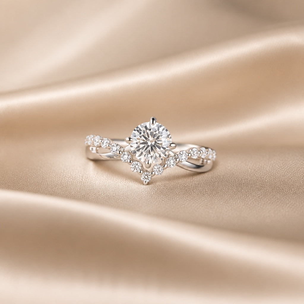 Aurora Vine White Gold Zirconia Ring