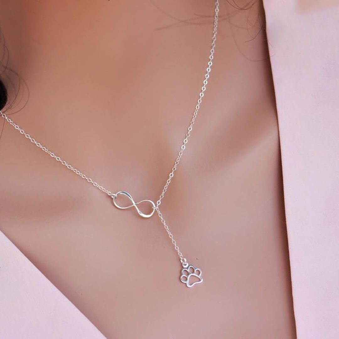 Dog Paw Infinity Drop Necklace
