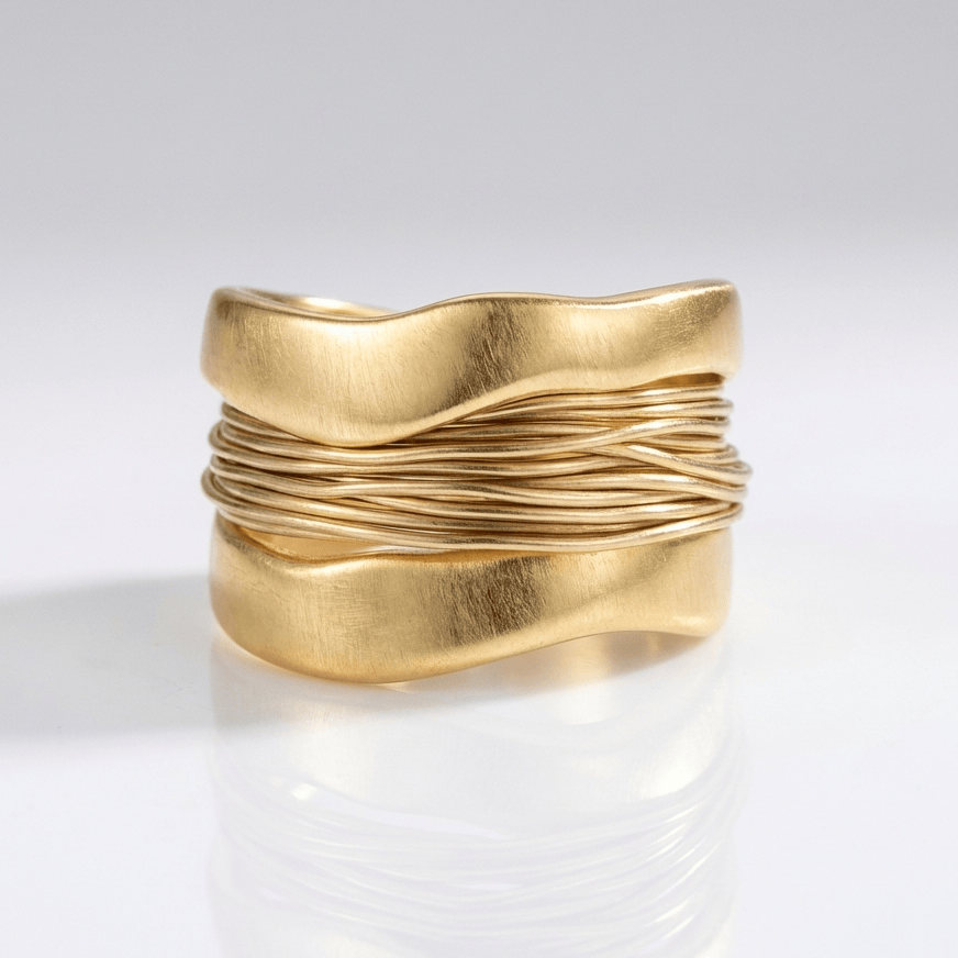 Handmade Silver Gold Wire Wrap Ring
