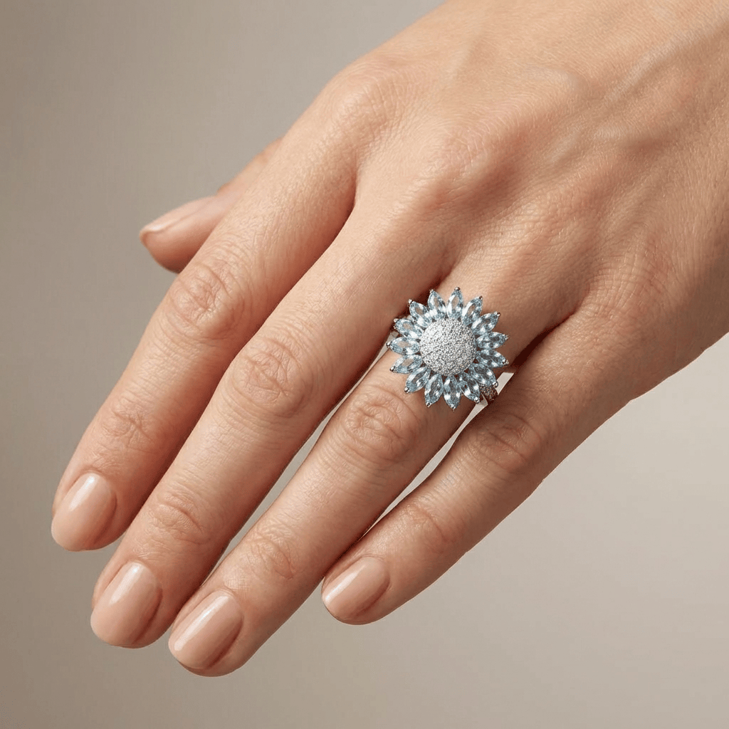 Topaz Flower Silver Ring