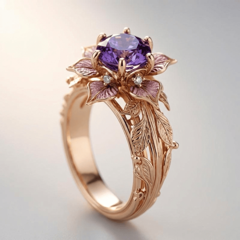 Vintage Purple Blossom Ring