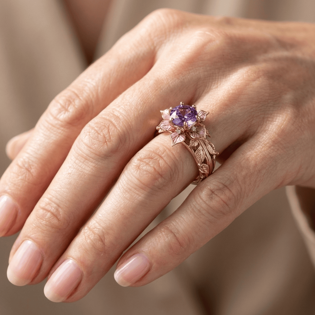 Vintage Purple Blossom Ring