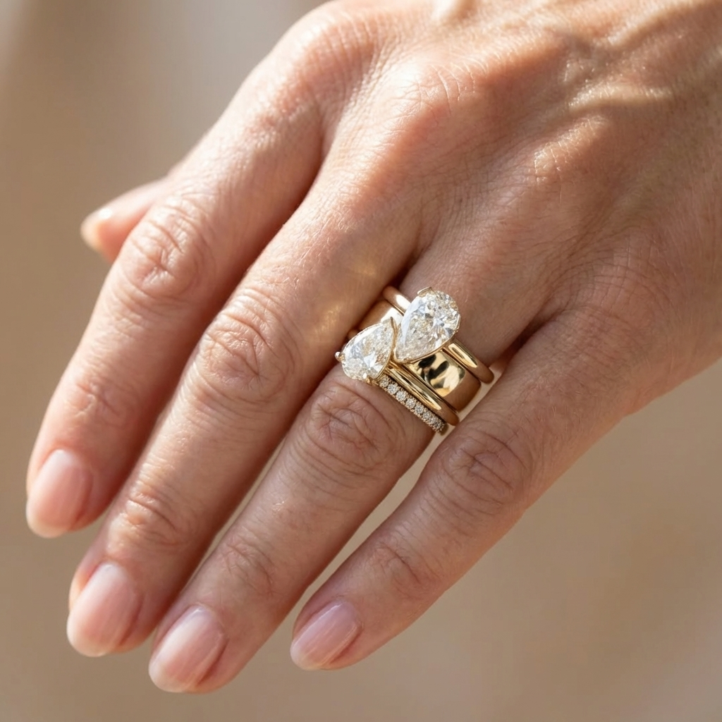 Double Pear Zirconia Ring