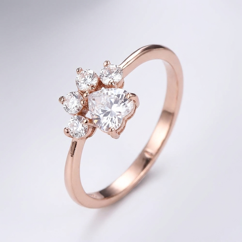 Unique Paw Zirconia Ring