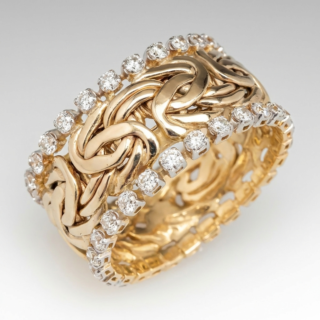 Braided Zirconia Gold Ring