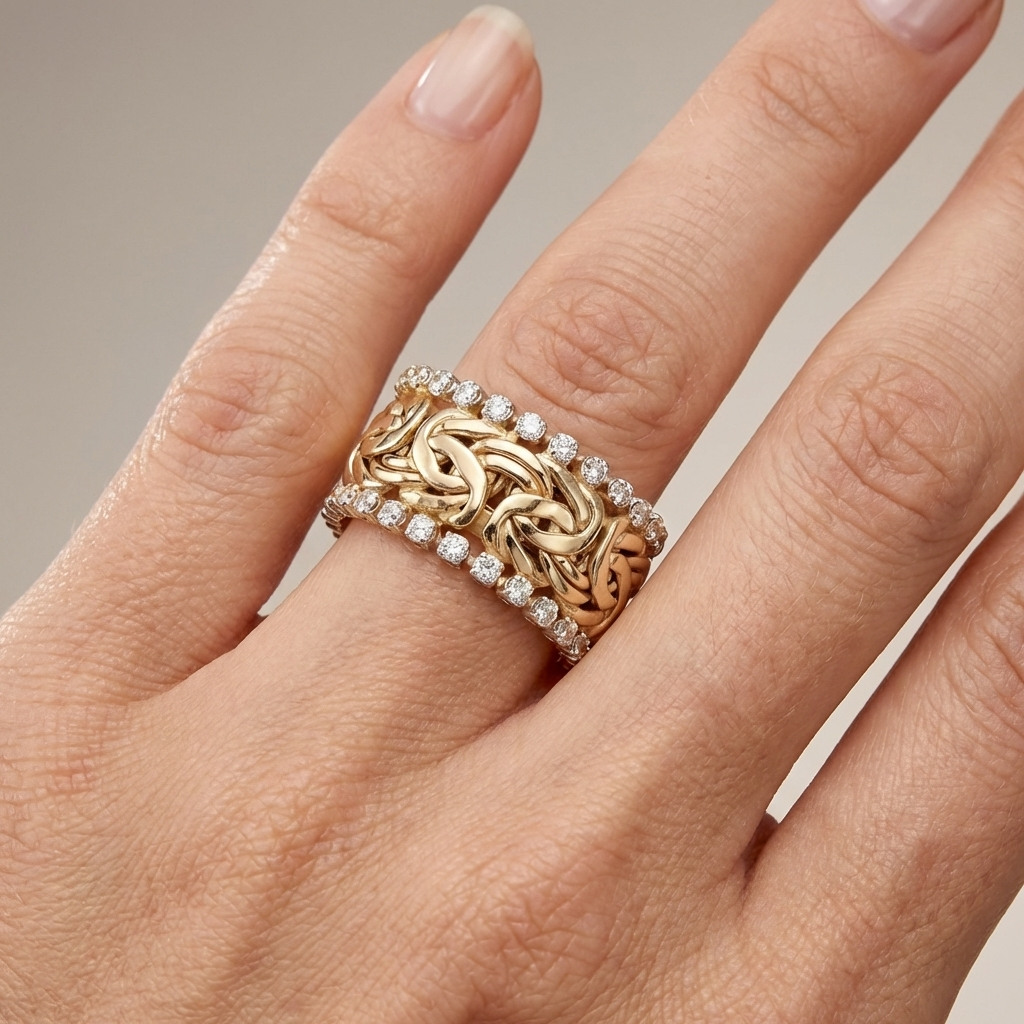 Braided Zirconia Gold Ring