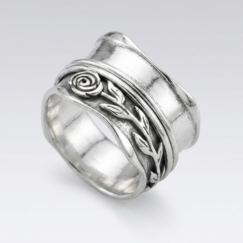 Vintage Rose Band Ring