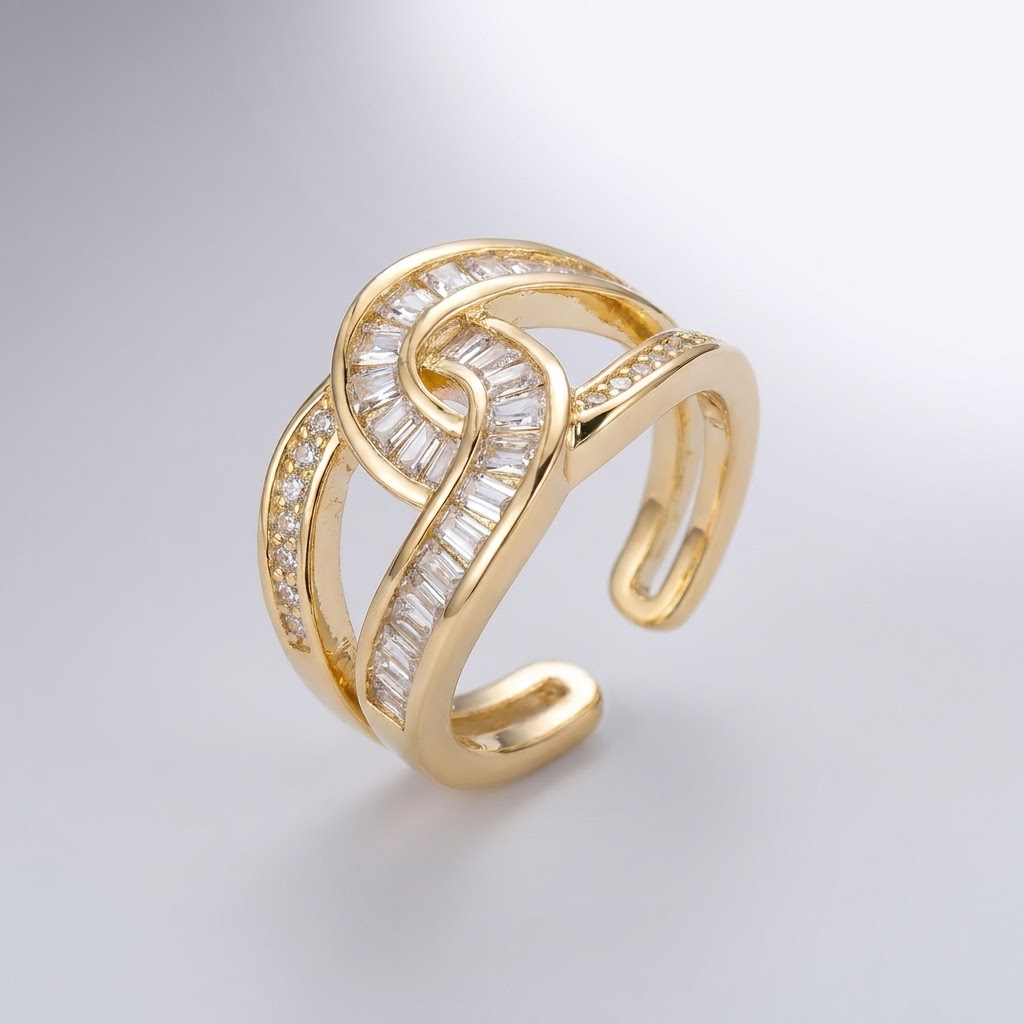 Exquisite Interlocked Zirconia Ring
