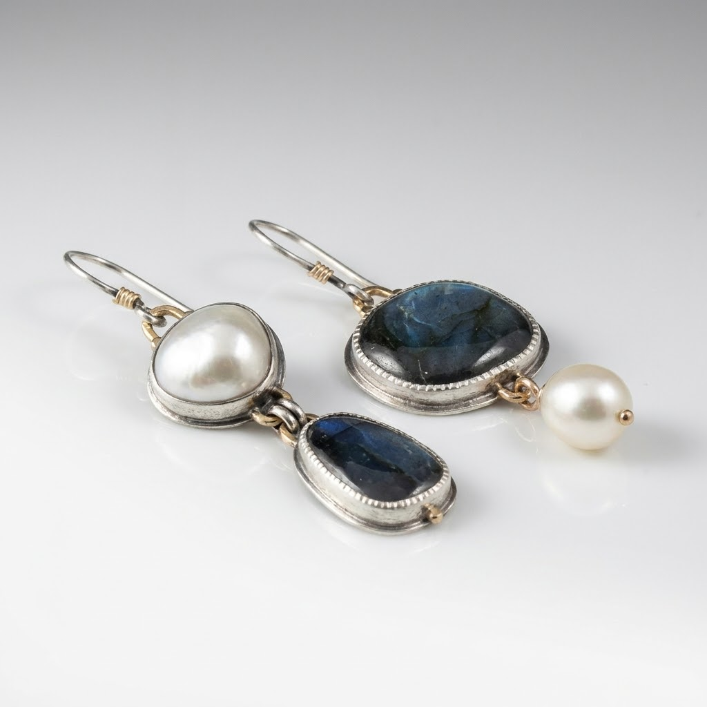 Nocturne Opal Silver Earrings