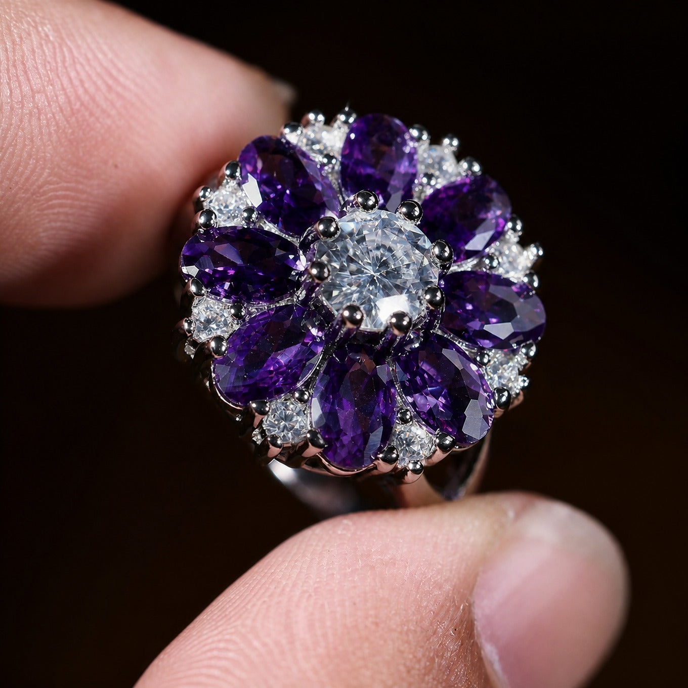 Royal Flower Statement Ring