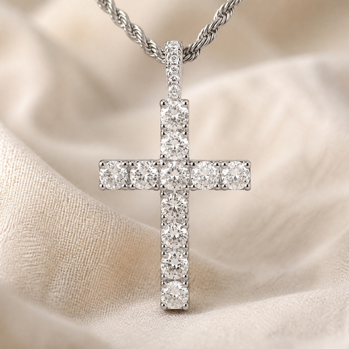 Gold Moissanite Cross Necklace