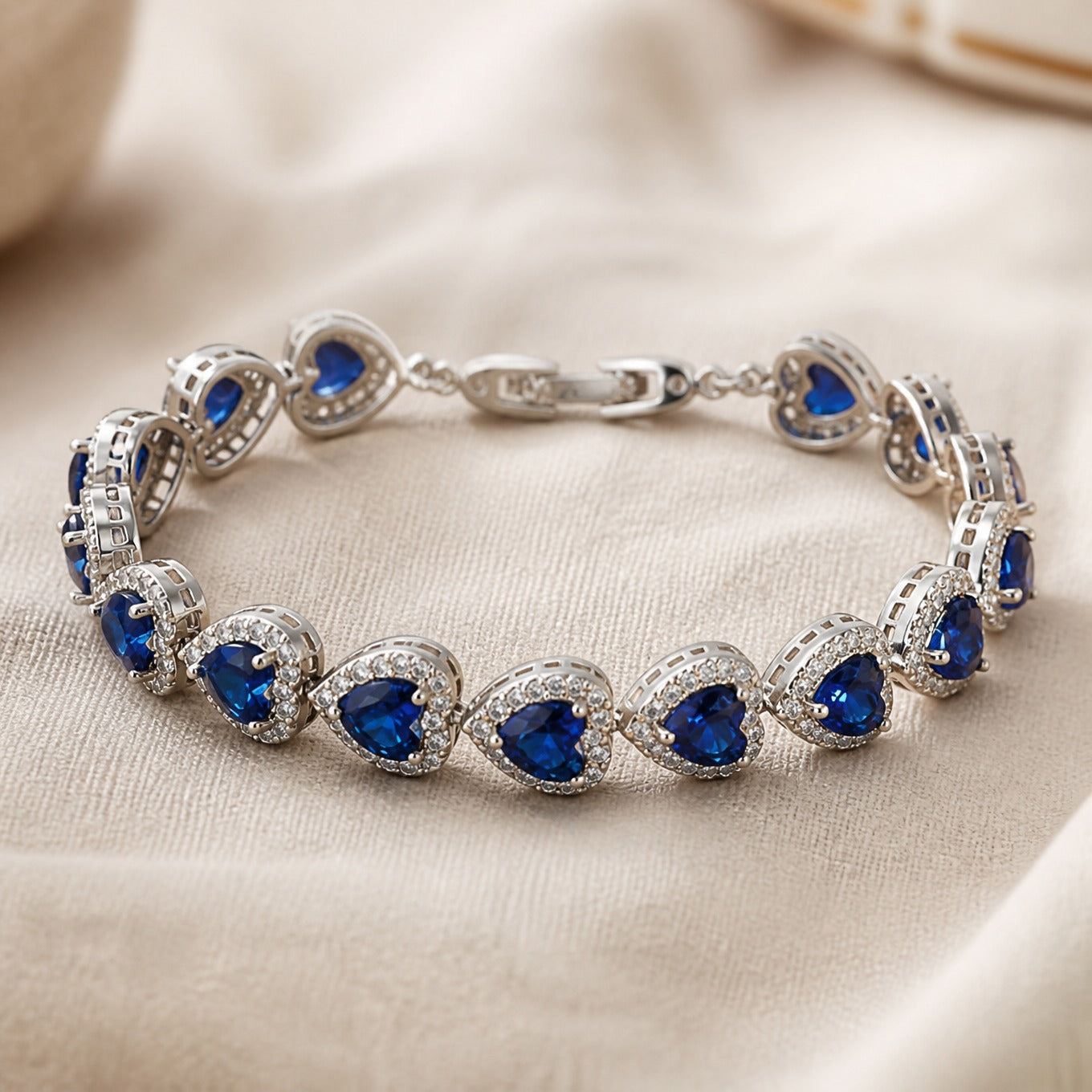 Sapphire Heart Silver Bracelet